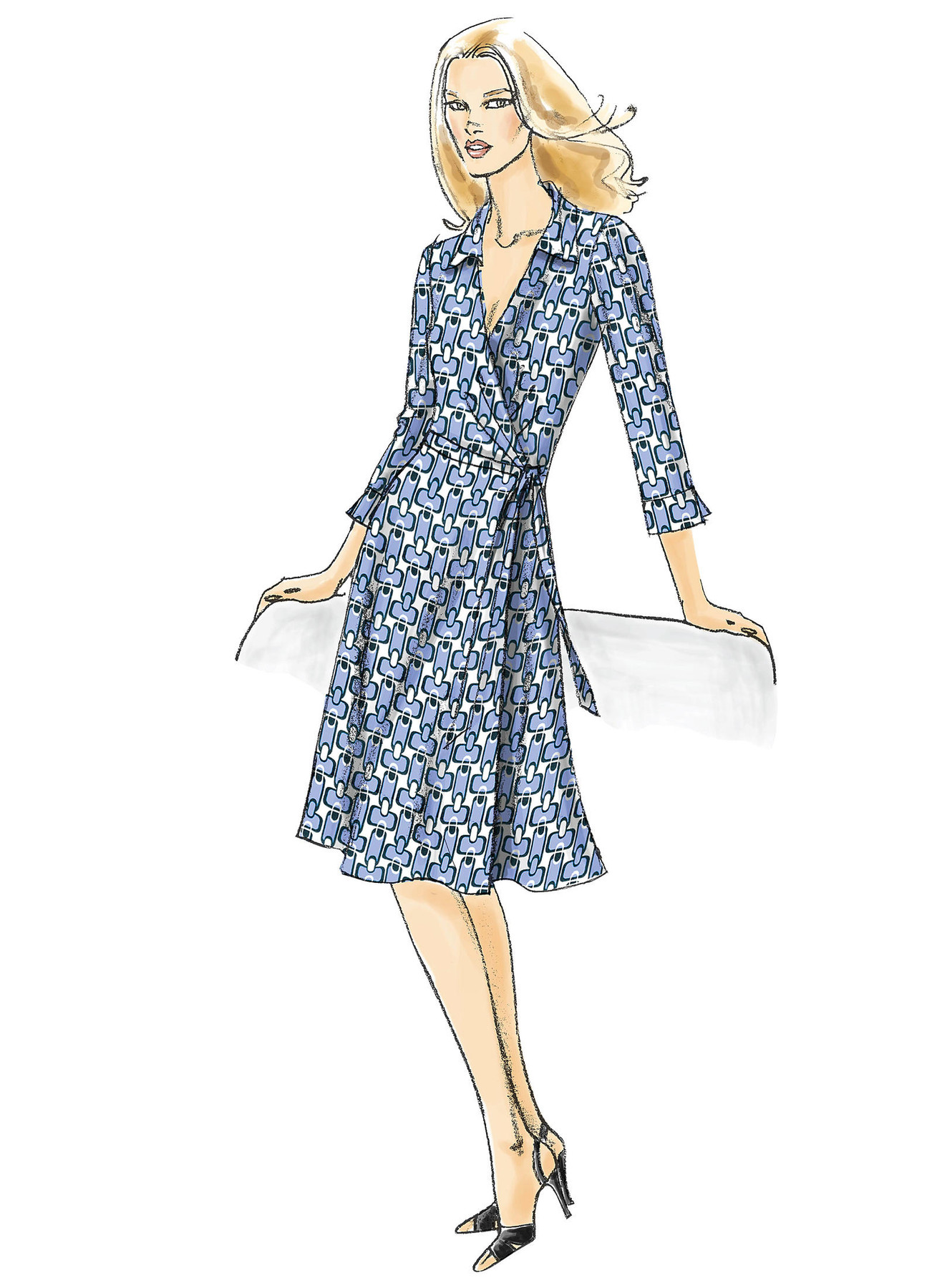 Misses' Wrap Dress with Asymmetrical ...